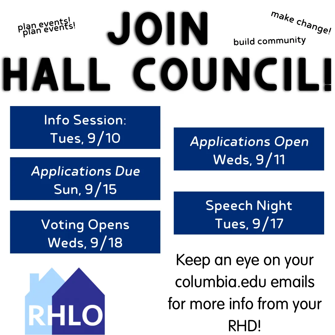 Get Involved with Hall Council! Click the image to learn more about each of the roles.